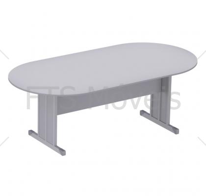 MESA REUNIÃO SEMI OVAL M15 CINZA CRISTAL