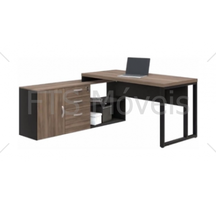 Mesa retangular c credenza aço