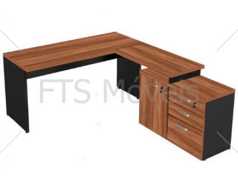 Mesa Trabalho L Maranello M40 Pedestal 1 porta e 3 ou 4 gavetas
