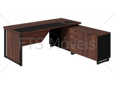 Mesa De Trabalho Em L Gebb Work BOSS COM ARMÁRIO NA LATERAL